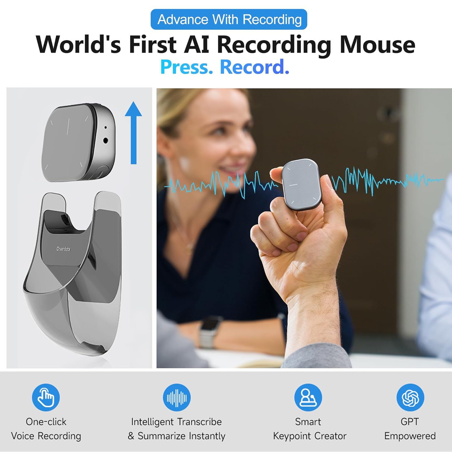 5-In-1 AI Powered Air Mouse with Recorder